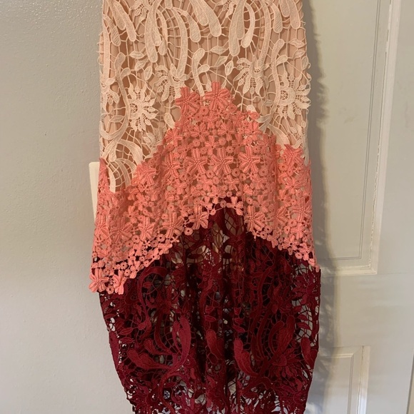 MAJE Ombre Pink Lace Romarin MIdi Dress - Picture 5 of 7